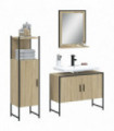 vidaXL 3 Piece Bathroom Cabinet Set Sonoma Oak Engineered Wood