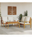 vidaXL 3 Piece Garden Lounge Set with Cushions Solid Wood Acacia