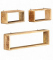 vidaXL 3 Piece Wall Cube Shelf Set Soild Mango Wood