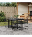 vidaXL 5 Piece Garden Dining Set Black Poly Rattan