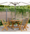 vidaXL 5 Piece Garden Dining Set Grey Polypropylene and Solid Wood