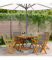 vidaXL 5 Piece Garden Dining Set Grey Polypropylene and Solid Wood