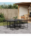 vidaXL 7 Piece Garden Dining Set Black Poly Rattan