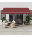 vidaXL Automatic Retractable Awning with LED Burgundy 450x350 cm