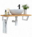 vidaXL Basin Shelf Wall Mounted Steel and Solid Wood Oak