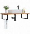 vidaXL Basin Shelf Wall Mounted Steel and Solid Wood Oak