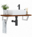 vidaXL Basin Shelf Wall Mounted Steel and Solid Wood Oak