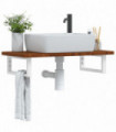 vidaXL Basin Shelf Wall Mounted Steel and Solid Wood Oak