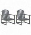 Garden Sofa Chairs 2 pcs Grey Solid Acacia Wood