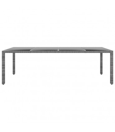 Garden Table 250x100x75 cm Tempered Glass and Poly Rattan Grey