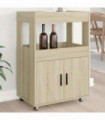 vidaXL Bar Cart Sonoma Oak 60x39.5x89 cm Engineered Wood