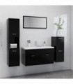 vidaXL Bathroom Furniture Set Black Engineered Wood