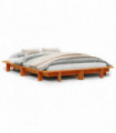 vidaXL Bed Frame Wax Brown 135x190 cm Double Solid Wood Pine