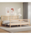 vidaXL Bed Frame with Headboard 200x200 cm Solid Wood