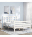 vidaXL Bed Frame with Headboard White 140x190 cm Solid Wood