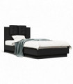 vidaXL Bed Frame with Headboard and LED Lights Black 75x190 cm Small Single