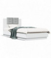 vidaXL Bed Frame with Headboard and LED Lights White 90x190 cm Single