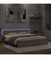 vidaXL Bed Frame with Headboard and LED Sonoma Oak 180x200 cm Super King Size