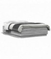 vidaXL Bed Frame with LED Lights Grey Sonoma 120x200 cm Engineered Wood
