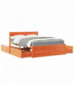 vidaXL Bed with Drawers and Mattress Wax Brown 140x190 cm Solid Wood Pine