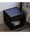 vidaXL Bedside Table with Infinity LED Black 50x50x50 cm