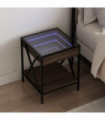 vidaXL Bedside Table with Infinity LED Brown Oak 40x40x49 cm