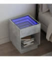 vidaXL Bedside Table with Infinity LED Concrete Grey 40x40x50 cm