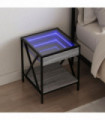 vidaXL Bedside Table with Infinity LED Grey Sonoma 40x40x49 cm