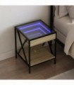 vidaXL Bedside Table with Infinity LED Sonoma Oak 40x40x49 cm