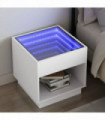 vidaXL Bedside Table with Infinity LED White 50x50x50 cm