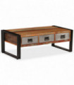 vidaXL Coffee Table with 3 Drawers Solid Reclaimed Wood 100x50x35 cm