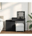 vidaXL Dressing Table with LED Black 115x37x110.5 cm