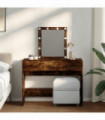vidaXL Dressing Table with LED Smoked Oak 100x40x130 cm