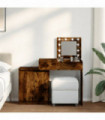 vidaXL Dressing Table with LED Smoked Oak 115x37x110.5 cm