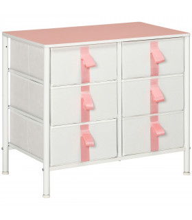Chest of Drawers Cloth Organizer w/ 6 Fabric Drawer Metal Frame Nursery Room