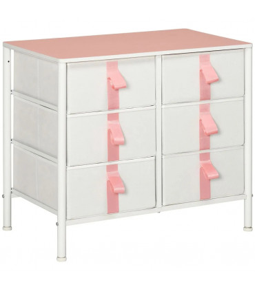 Chest of Drawers Cloth Organizer w/ 6 Fabric Drawer Metal Frame Nursery Room