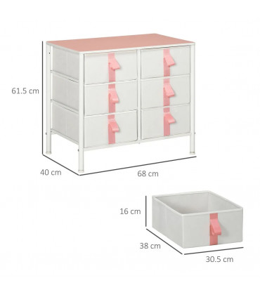 Chest of Drawers Cloth Organizer w/ 6 Fabric Drawer Metal Frame Nursery Room