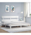 vidaXL Bed Frame with Headboard White Super King Size Solid Wood