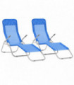 vidaXL Folding Sun Loungers 2 pcs Textilene Blue