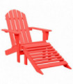 vidaXL Garden Adirondack Chair with Ottoman Solid Fir Wood Red