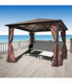 vidaXL Gazebo with Curtain Brown Aluminium 300 x 300 cm