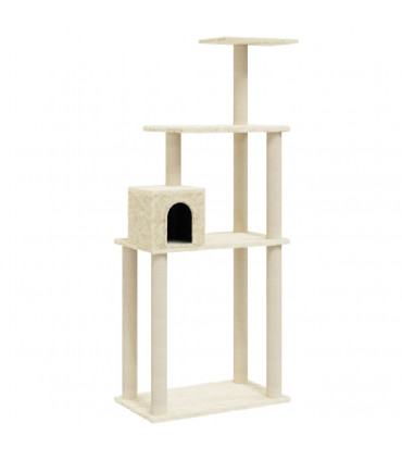 Cat Tree with Sisal Scratching Posts Cream 147 cm