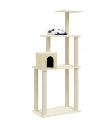 Cat Tree with Sisal Scratching Posts Cream 147 cm