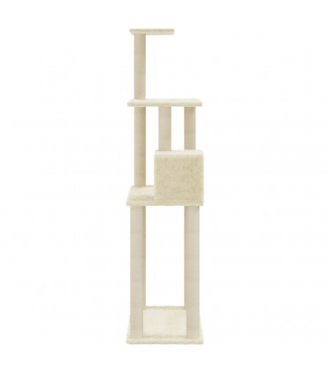 Cat Tree with Sisal Scratching Posts Cream 147 cm