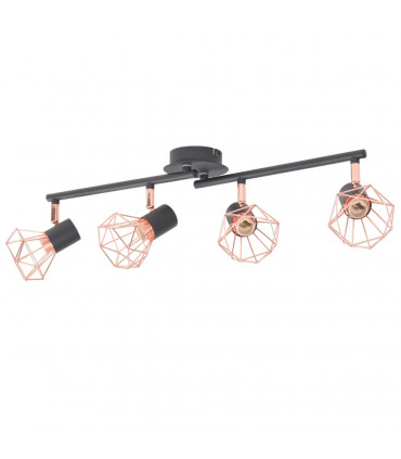 Ceiling Lamp with 4 Spotlights E14 Black and Copper