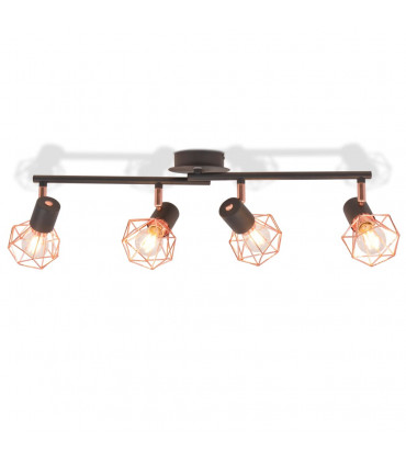 Ceiling Lamp with 4 Spotlights E14 Black and Copper