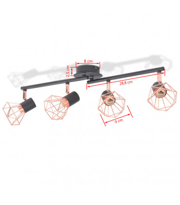 Ceiling Lamp with 4 Spotlights E14 Black and Copper