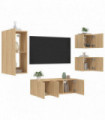 vidaXL 5 Piece TV Wall Units with LED Sonoma Oak Engineered Wood