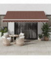 vidaXL Automatic Retractable Awning with LED Brown 400x350 cm