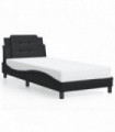 vidaXL Bed Frame with Headboard Black 80x200 cm Faux Leather